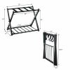 Set of 2 - Folding Black Metal Luggage Rack with Bottom Storage Shelf