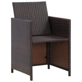 vidaXL 13 Piece Patio Dining Set with Cushions Poly Rattan Brown