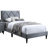 Full Size Bed w Adjustable Headboard 1pc Bedframe, Grey Velvet Upholstered Youth Bedroom Furniture