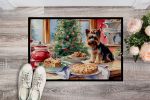 Yorkshire Terrier Yorkie Christmas Cookies Doormat Front Door Mat Indoor Outdoor Rugs for Entryway, Non Slip Washable Low Pile, 24H X 36W