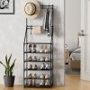 5-Tier Shoe Rack Shoe Storage for Entryway,Narrow Shoe Rack,Coat and Shoe Rack with 8 Hooks