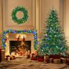 6FT Pre-Lit Aspen Fir Artificial Christmas Tree with Wreath & Garland,Grass Green Xmas Tree with 380 Multi-Color LED Lights, 11 Lighting Modes