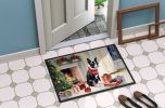 Boston Terrier Cozy Christmas Doormat Front Door Mat Indoor Outdoor Rugs for Entryway, Non Slip Washable Low Pile, 24H X 36W