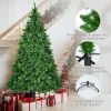 8FT, 6FT, 4FT Pre-Lit Pencil Christmas Trees, 3-set Slim Artificial Christmas Tree With Snow Flocking, Xmas Holiday Decoration Tree, 1455 Branch Tips