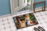 Bearded Collie Cozy Christmas Doormat Front Door Mat Indoor Outdoor Rugs for Entryway, Non Slip Washable Low Pile, 24H X 36W