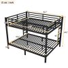 Metal Queen over Queen Bunk Bed for Teens and Adults,Space-Saving/Noise Reduced/No Box Spring Needed, Black