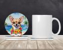 Chihuahua Luau Large Sandstone Coasters Pack of 4 Absorbent Round Coasters Decor Gifts for Men or Women, 4 in, Multicolor