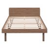 Modern Design Twin Size Platform Bed Frame with Built-in USB port for Walnut Color