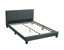 Gorgeous 1pc California King Size Bed Charcoal Polyfiber Platform Bedframe Slats Bedroom Furniture