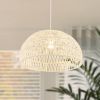 Farmhouse Rattan Pendant Lights with Adjustable Hanging Rope
