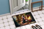Labrador Retriever and Santa Claus Doormat Front Door Mat Indoor Outdoor Rugs for Entryway, Non Slip Washable Low Pile, 24H X 36W