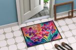 Orchids in Color Doormat Front Door Mat Indoor Outdoor Rugs for Entryway, Non Slip Washable Low Pile, 24H X 36W
