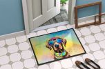 Chocolate Labrador Hippie Dawg Doormat Front Door Mat Indoor Outdoor Rugs for Entryway, Non Slip Washable Low Pile, 24H X 36W