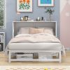 Queen Size Murphy Bed with Built-In Charging Station and a Shelf, White