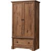 A Rustic Oak Drawer and Garment Rod Wardrobe Armoire