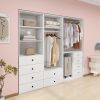 Livelylodge Modular Wardrobe Closet - Freestanding White Closet with Spacious Storage Shelves and Hanging Rods 70.86"W x 16.04"D x 70.86"H