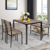 4 Pieces Rustic Dining Table Set with 2 Chairs and Bench