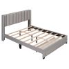 Queen Size Storage Bed Velvet Upholstered Platform Bed with a Big Drawer - Beige