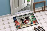 French Bulldog Cozy Christmas Doormat Front Door Mat Indoor Outdoor Rugs for Entryway, Non Slip Washable Low Pile, 24H X 36W