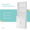 Bathroom Storage Cabinet, Cabinet with Two Doors and Drawers, Adjustable Shelf, Three-layer Open Shelf, MDF Board