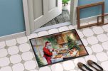 Cookies with Santa Claus Father Christmas Doormat Front Door Mat Indoor Outdoor Rugs for Entryway, Non Slip Washable Low Pile, 24H X 36W