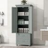 Tall Storage Cabinet with Two Drawers for Bathroom/Office