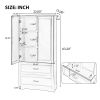 Tall Bathroom Storage Cabinet, Cabinet with Two Doors and Drawers, Adjustable Shelf, MDF Board